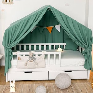 Muslin Canopy with Ruffles – Bed Canopy for Kids – Nursery Room Decor – Crib Canopy Tent – 100% Organic Cotton