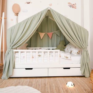 Muslin Canopy with Ruffles – Bed Canopy for Kids – Nursery Room Decor – Crib Canopy Tent – 100% Organic Cotton