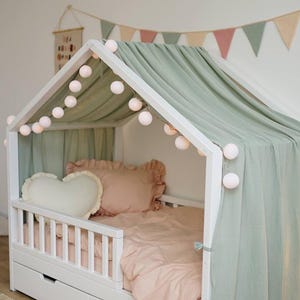Bio Musselin Himmel für Hausbett - Kinderzimmer Dekor