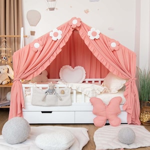 Muslin Canopy Cuddle Cloud with Ruffles – Bed Canopy for Kids – Nursery Room Decor – Crib Canopy Tent – 100% Organic Cotton