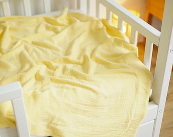 Yellow Muslin Baby Blanket – Organic Cotton Swaddle