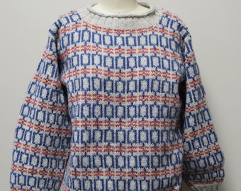 HANDMADE HANDKNIT Rauma Wool & Designed Crew Neck Wool Sweater Size S