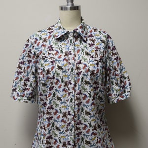 Handmade LIBERTY LONDON Frogs Print Cotton Tana Lawn Button Front Shirt Blouse ~S/M~