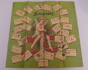 Antique Victorian CAMPBELL, METZGER & JACOBSON Lithograph Canvas Signed Valentine Autograph Poster c1906