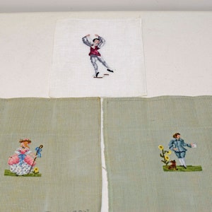 Lot of 3 Vintage Preworked Needlepoint: Paragon/Bo Peep ~ Blue Boy ~ Ballet Dancer