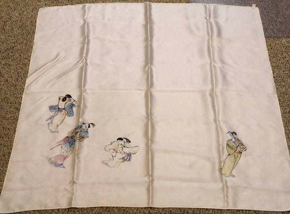 VINTAGE Neiman Marcus Silk Scarf Hand Painted Jap… - image 3