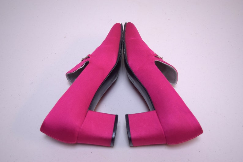 fuchsia pink block heels