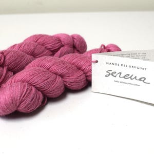 MANOS DEL URUGUAY Serena yarn, 60 Baby Alpaca / 40 Pima Cotton, Raspberry~ X 2