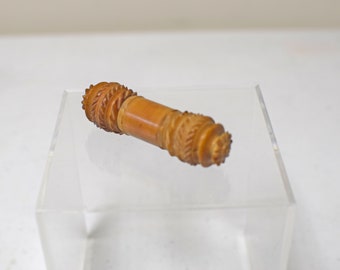 Antique Victorian Carved Vegetable Ivory / Tagua Nut Needle Case~2.75"