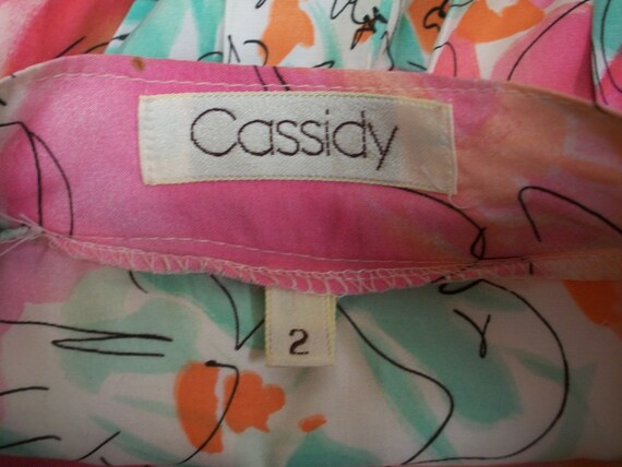 VTG 80s CASSIDY Bright Multi Colored Rayon Print … - image 4