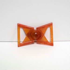 Vintage Art Deco Orange Carved Celluloid Dress Belt Buckle