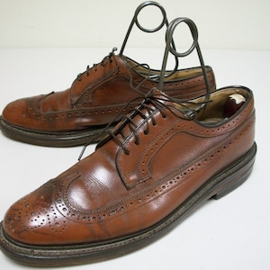 Vintage Mens Nunn Bush Scotch Brown Pebble Grain Wing Tips 9 C
