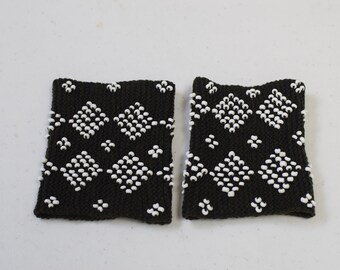 VINTAGE Antique Victorian Handmade Handknit Beaded Wristwarmers