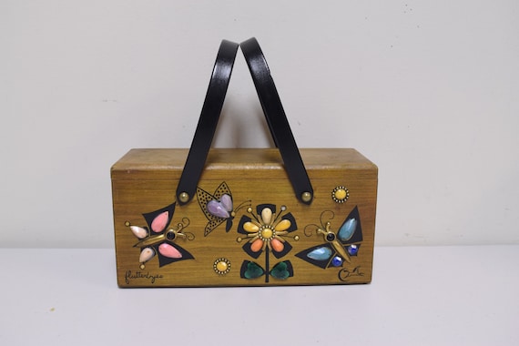 ENID COLLINS/ Collins of Texas Wooden Box Bag FLUT