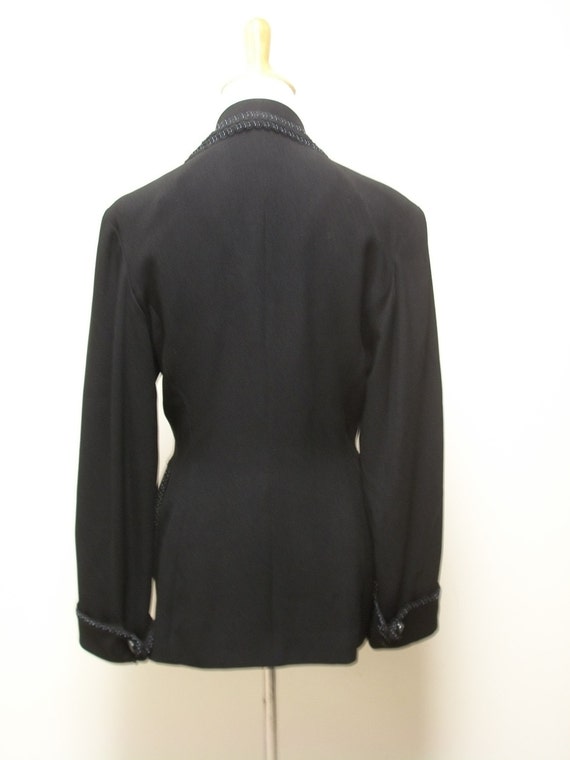 Vintage ZELDA Black Crepe Jacket with Beaded Pepl… - image 2