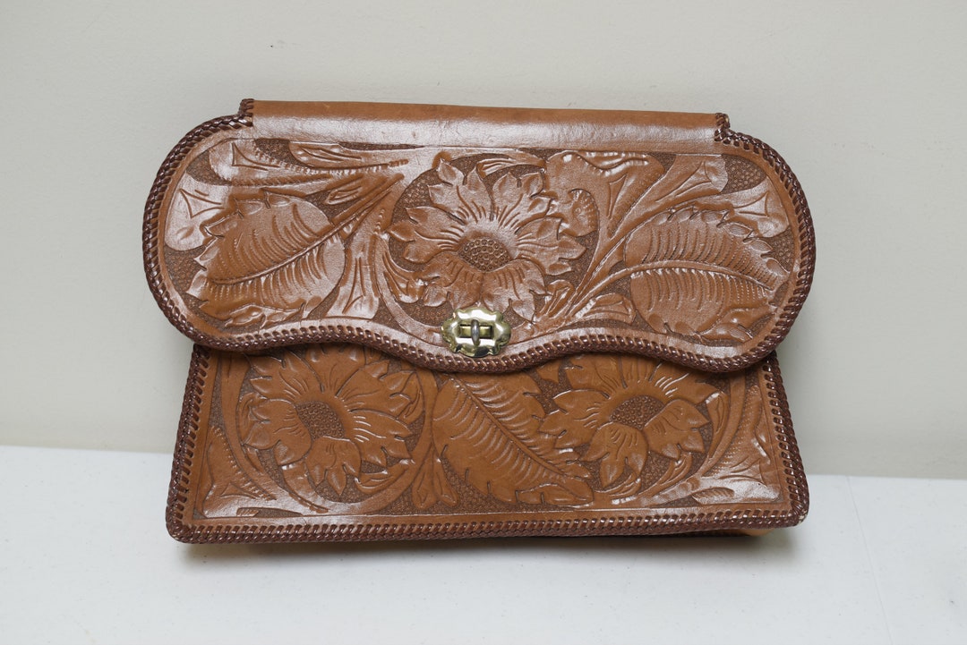 Vintage Leather Oversized Clutch Bag