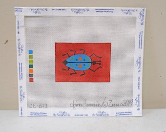 Needlepoint Handpainted Karen Hennessee Zecca ~ Luggage Insert Ladybug 3x2