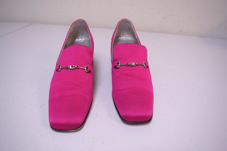 fuchsia pink block heels