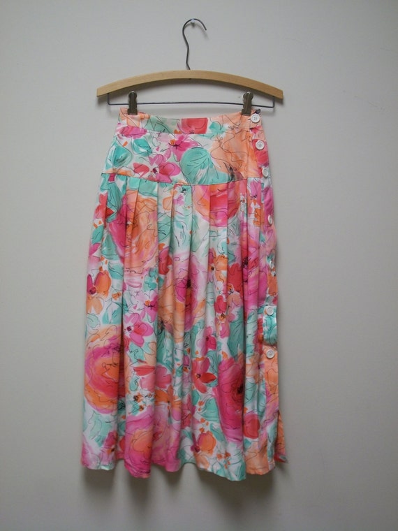 VTG 80s CASSIDY Bright Multi Colored Rayon Print … - image 2