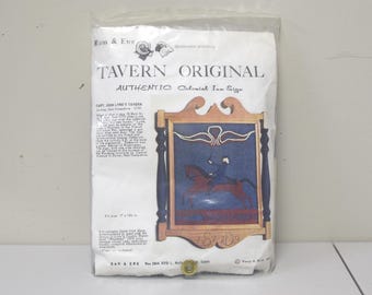 VTG Ram & Ewe ~ Tavern Original~ Colonial Inn Sign~ Geo Washington~ Crewel Kit
