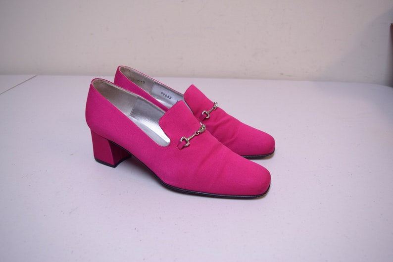 fuchsia block heels