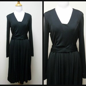 Vintage 70er Jahre JACOBSON es Black Qiana Knit Disco Kleid Gr. S