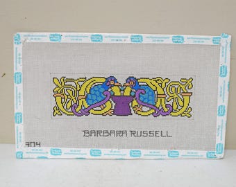 Barbara Russell Handpainted Needlepoint Canvas~ 18 ct~ Celtic Birds Bookweight