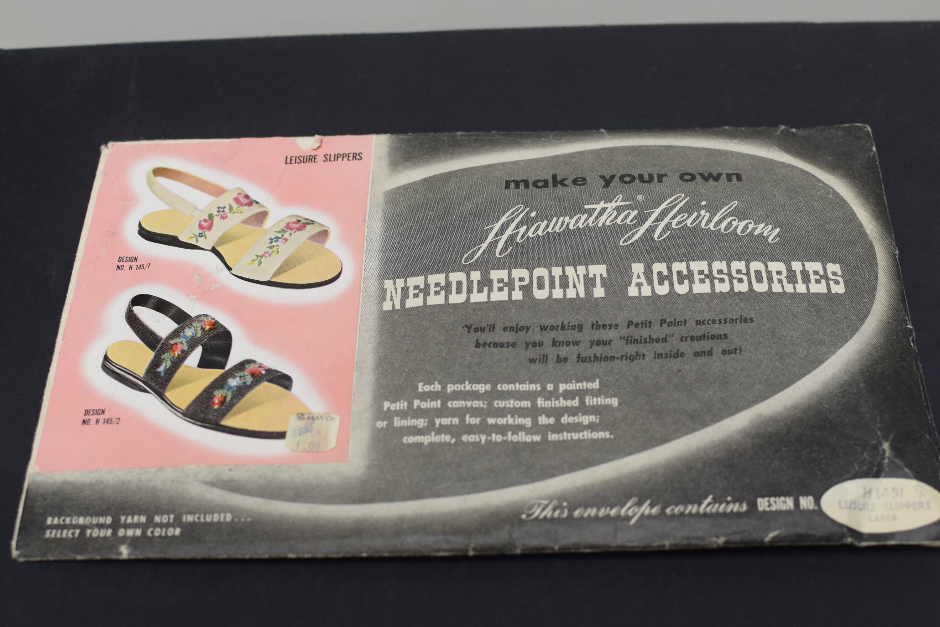 Vintage Hiawatha Heirloom Needlepoint Accessories~ Kit~ Leisure Slippers  Sandals 