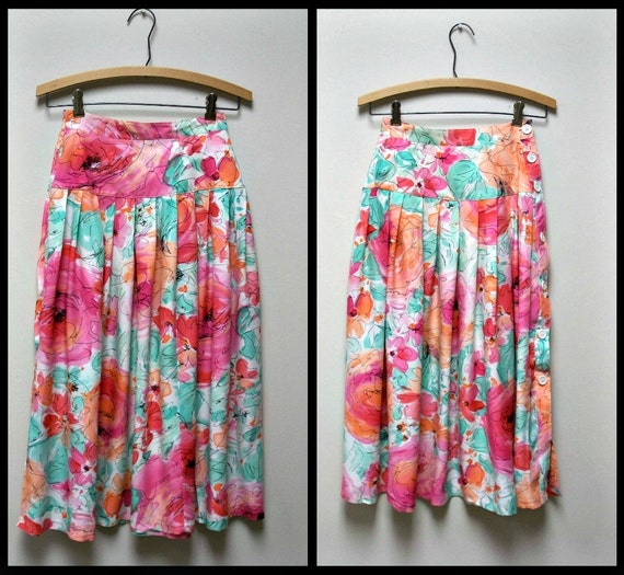 VTG 80s CASSIDY Bright Multi Colored Rayon Print … - image 1