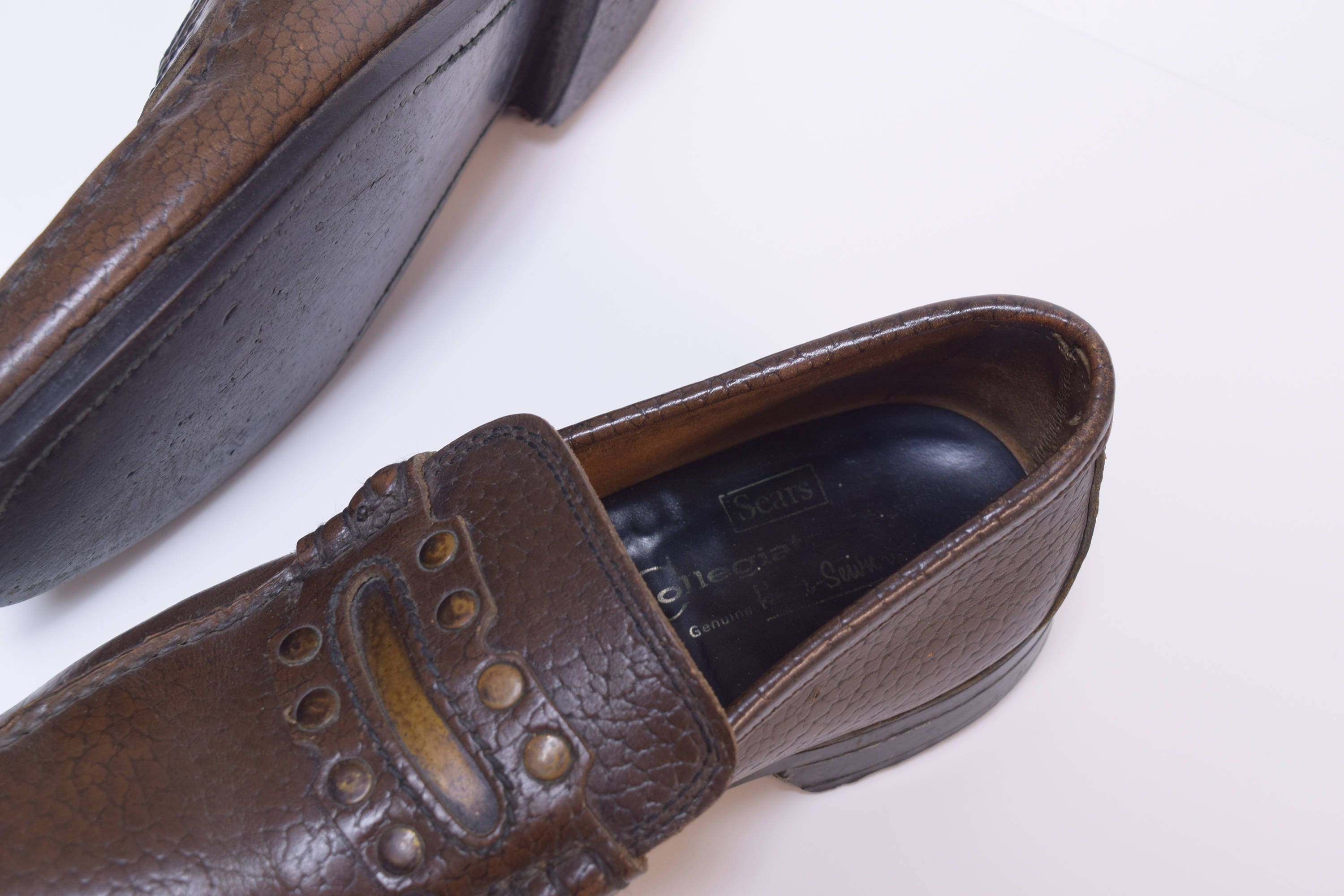 Vintage Sear Leather Penny Loafers Old Row Oiled Saddle Leather Penny Loafers - Cigar | Martin  main image 2