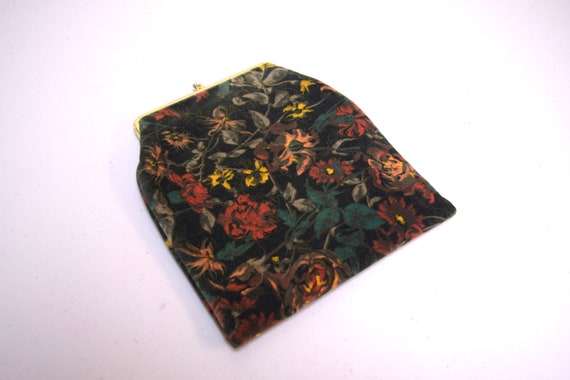 VINTAGE AUDREY TALBOTT Designs Carmel by the Sea Floral Velveteen Clutch Purse