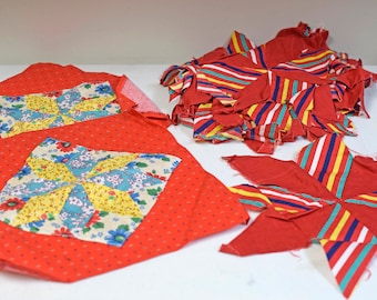 Vintage Antique Quilt Blocks Lot of 18 Unmounted Stars + 2 Completed blocks