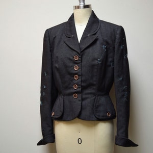 VTG 1930s/40s Stern & Mann Fitted Jacket w WabiSabi Sashiko Visible Mending XS