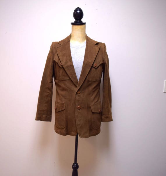Vintage Mens Western Styled Brown Goat Suede Blazer Jacket Etsy