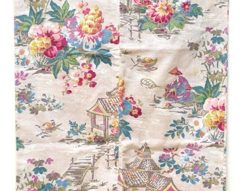 VINTAGE Handmade Pillowcase Pillow sham Asian Theme Toile Cotton