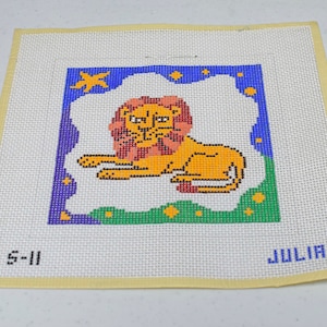 Stately Lion Hand Painted Needlepoint Canvas by JULIA ~ S-11~ -11 Count Mesh