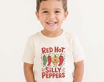 Red Hot Silly Peppers Kids Shirt- Kids Funny Graphic Tee - Music Lover shirt - Funny Vegetable - Cute Kids Shirt