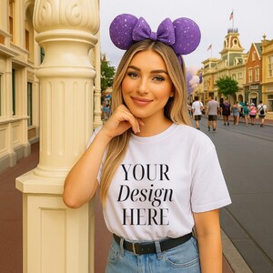 Comfort Colors Mouse Mockup - Styled Shirt Mockup - Theme park Mockup -  Comfort 1717 Mockup - Magic Kingdom Castle - Trendy mock-up