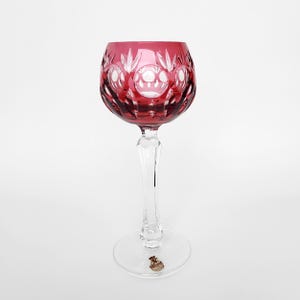 Nachtmann Bleikristall Vintage Cranberry Red Wine Glass 1 unit Hand Cut Colored Crystal 1970s, Germany
