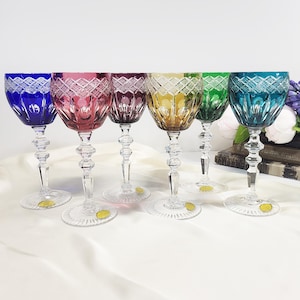 Farbige Kristall-Weingläser - 6-er Set | Elegante Handgeschliffene Kelche | 200ml