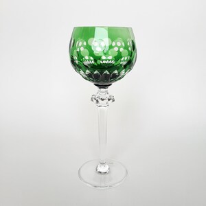 1 unit Barthmann Crystal Cut to Clear Green Vine Glass Vintage Rare with 30% PbO