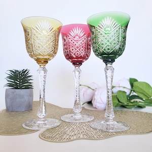 1x Stunning Vintage Cut Crystal Wine Glass – Elegant Hand-Cut Stemware, Unique & Timeless, A Rare Masterpiece of Hand-Cut Crystal