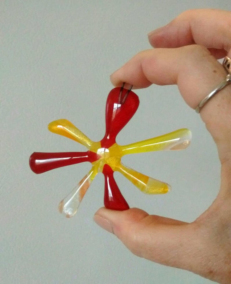 red glass art ornament glass art gift fused glass star Christmas ornament fused glass ornament glass star lover gift Star