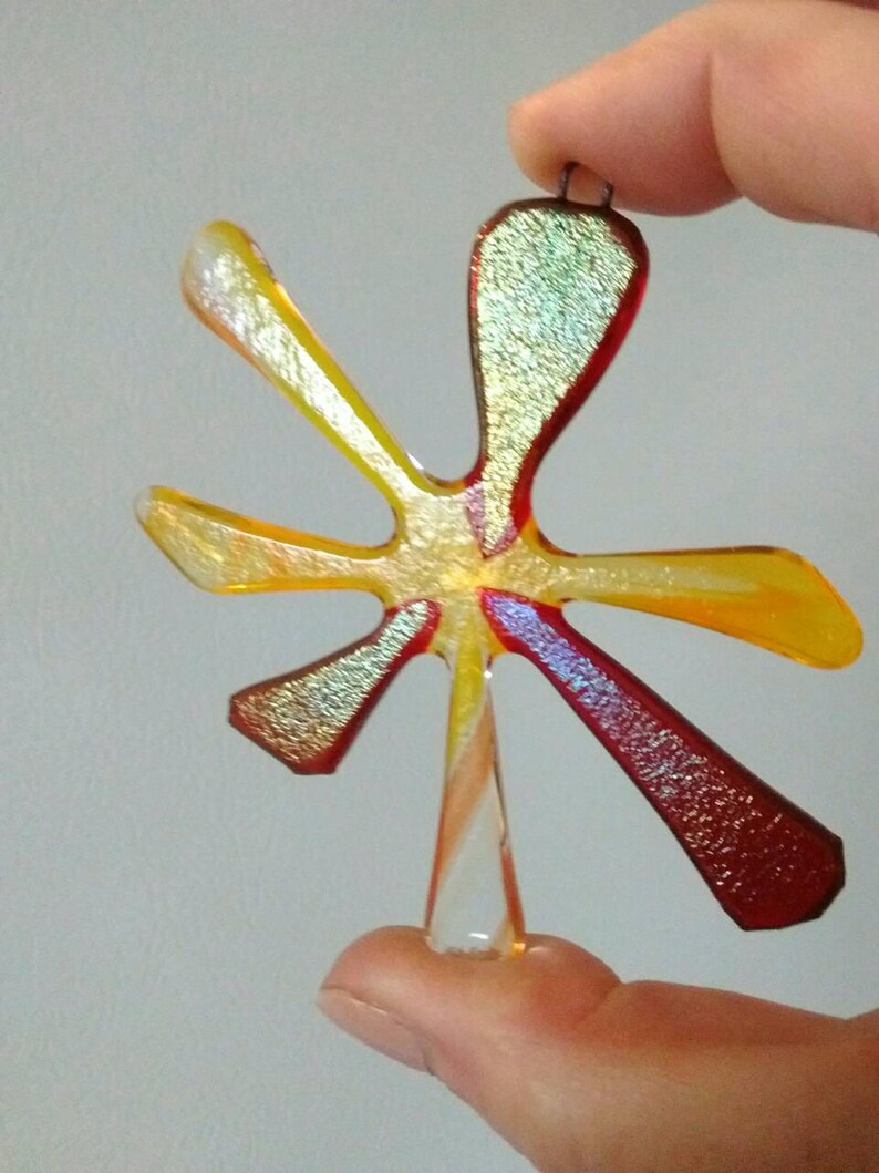 red glass art ornament glass art gift fused glass star Christmas ornament fused glass ornament glass star lover gift Star