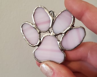 Dog lover - pet lover gift - dog ornament - Pet lover - stained glass lover -dog gift - animal lover - pet paw gift - pet gift -pink