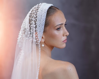 Ivory Pearl Bridal Veil, Knee Length Waltz Veil (1.5M) - Etsy