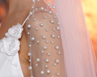 Ivory Pearl Bridal Veil, Knee Length Waltz Veil (1.5M) - Etsy