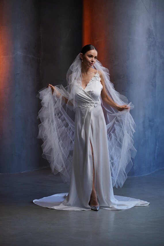 Bohemian Lush Wedding Veil, Angel Wings Veil, Bridal Boho