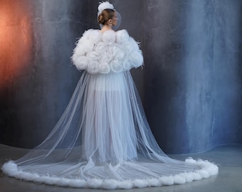 Bespoke Bridal Cape Veil • Fairytale Wedding Accessory  display picture 2