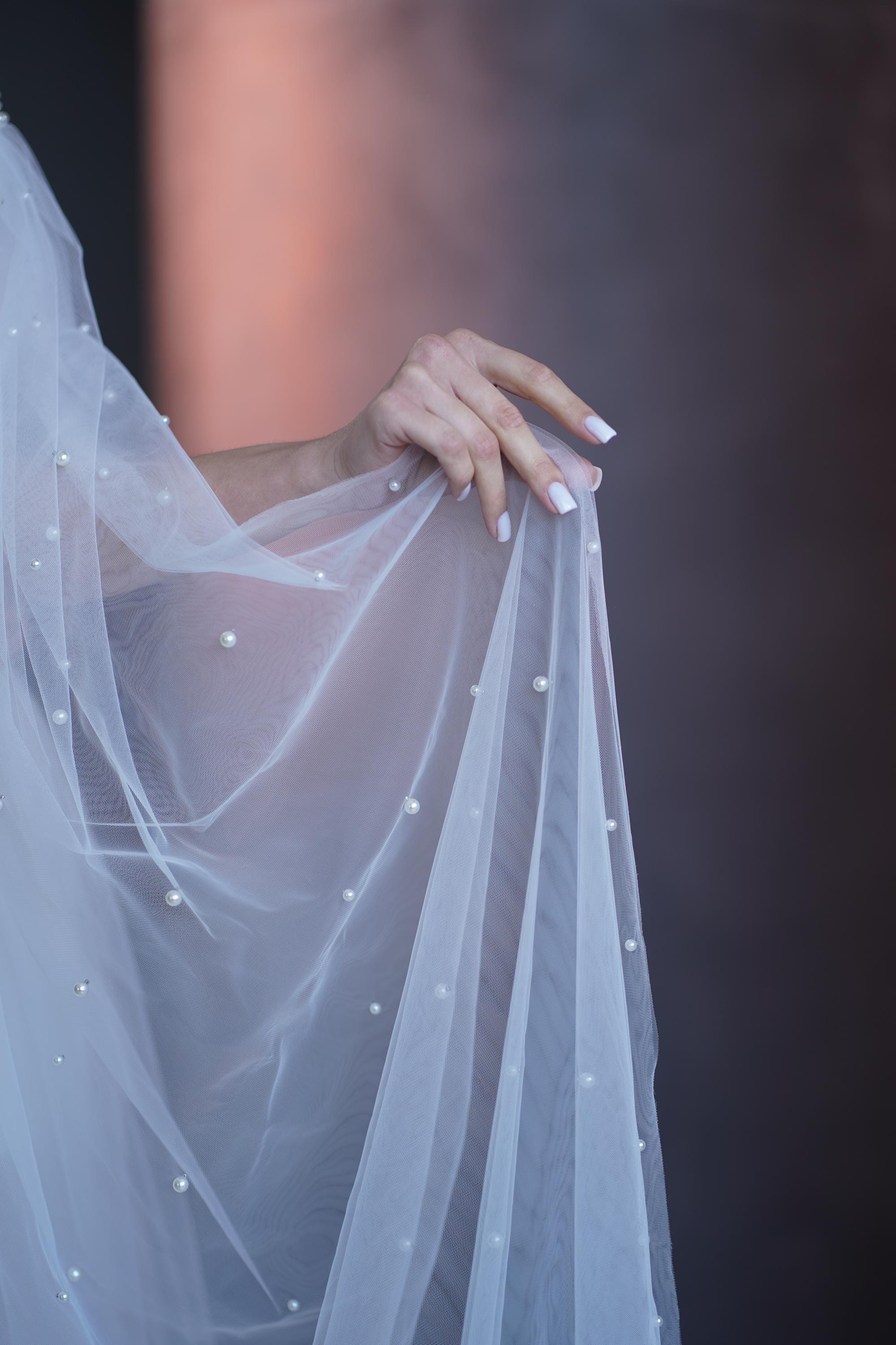 Split Cape Accessory Bridal Cape With Pearls, Sheer Tulle Shoulder Cover Up, Wedding Cape ...